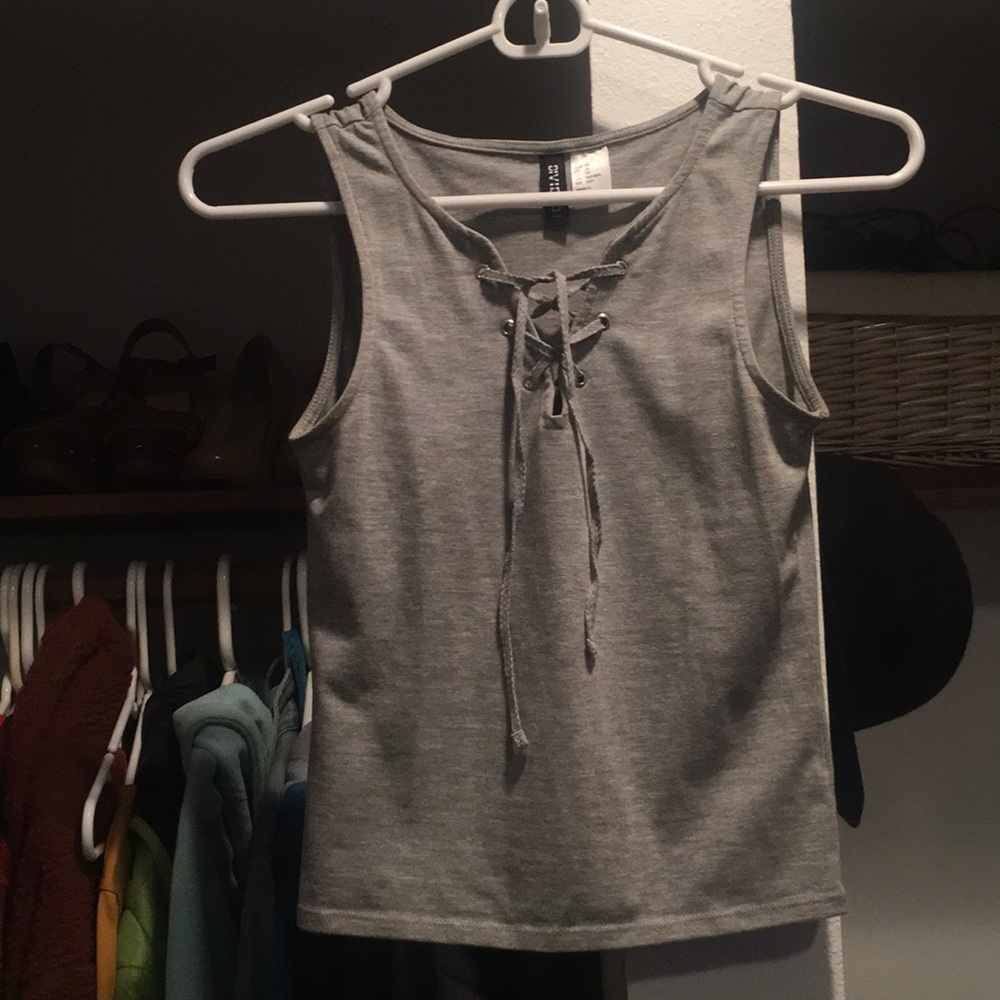 Gray Lace-Up Tank Top from H&M